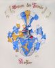 Wandmalerei - Familien Wappen
Das Wappen wurde mit vielen Details an einer Fassade im Aussenbereich mit Dispersionsfarben, Pinsel und Airbrush aufgetragen. Die Originalgr��e betr�gt in der H�he ca. 1m. 
L�ftlmalerei - Werbetechnik M�nchen